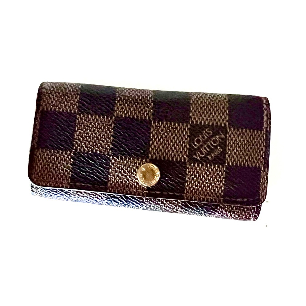 LOUIS VUITTON Damier Brown Checkered 4-Hook Key Holder Made in Paris, France - Picture 8 of 12
